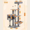 Cat Tree with Hammock Scratching Posts 2 Perches Large Condo for Indoor Cats
