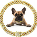 European and American Hip-Hop Pet Dog Collar, Diamond Collar, Metal Chain Necklace with Safety Clasp, Cuban-Style Pet Collar Accessory, Suitable for Small, Medium, and Large Dogs and Cats Dog Mom Must-Have! Luxury Iced Out Pet Necklace