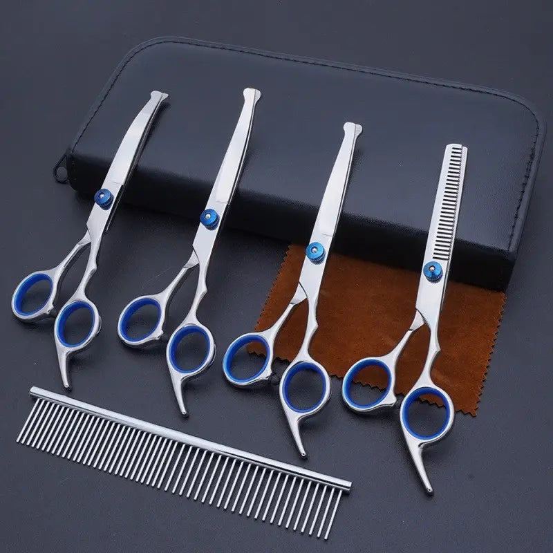 Professional Pet Grooming Scissors, Stainless Steel Dog and Cat Clippers, Curved Straight Upward Blades, Ambidextrous Design, Grooming Tools, Grooming Products
