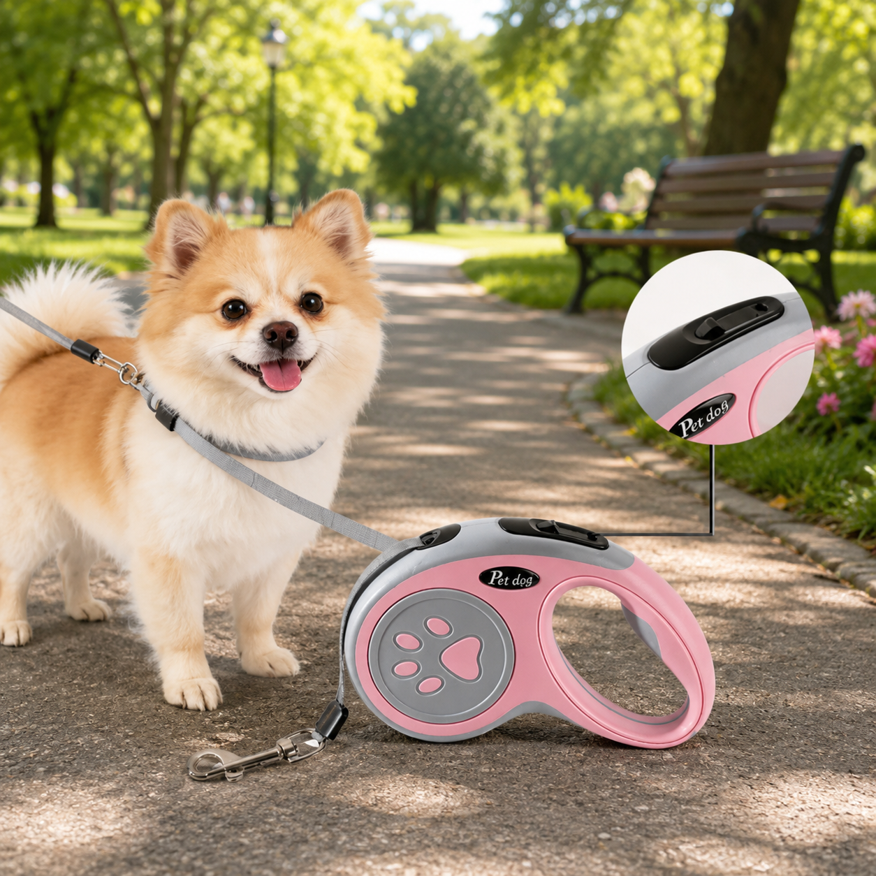 Correa retráctil automática para perros